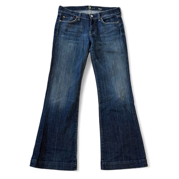 7 For All Mankind Dojo Jeans Women's Dark Wash Wide Leg Flare Denim Y2K Size 27 - Picture 1 of 11
